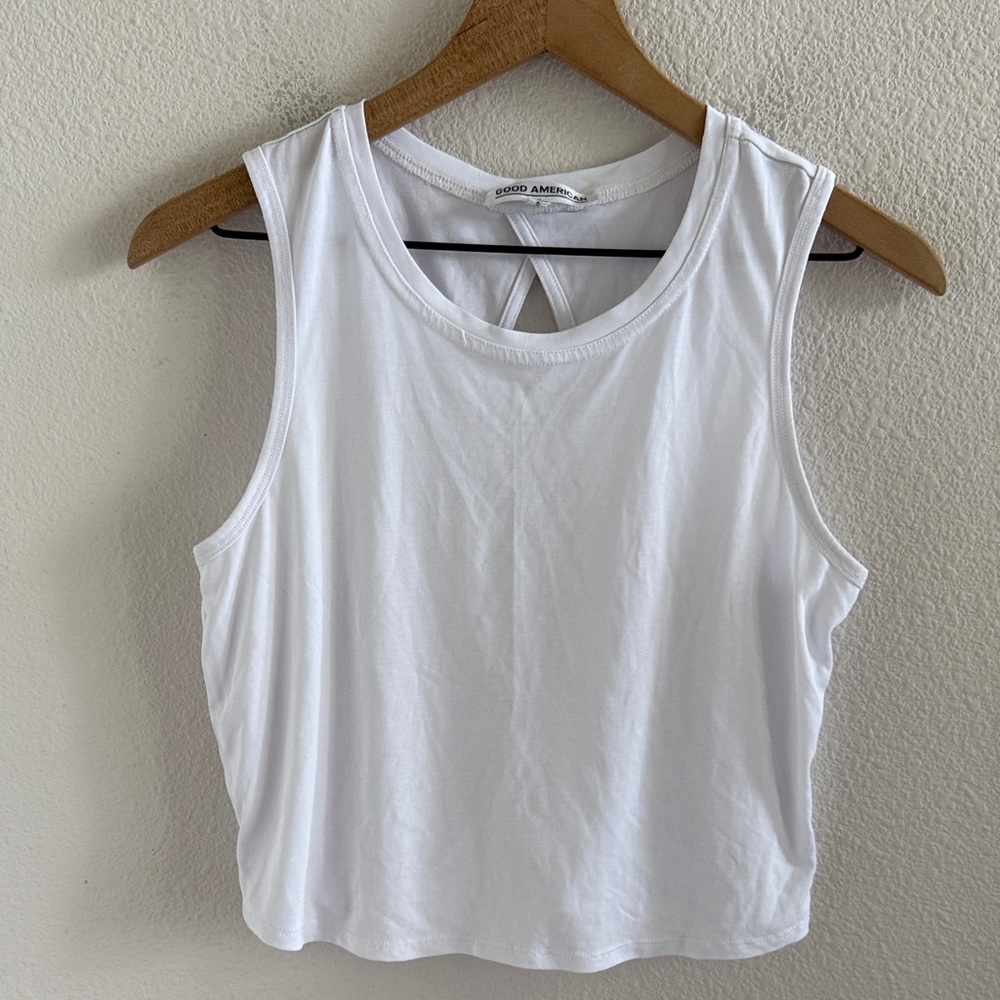 Good American White Tank Top Open Back Size 2/Medium